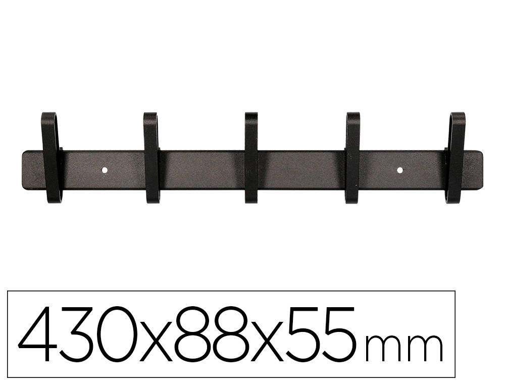 PORTE-MANTEAUX LIDERPAPEL MURAL METAL 5 PATERES         430X88X55MM COLORIS NOIR