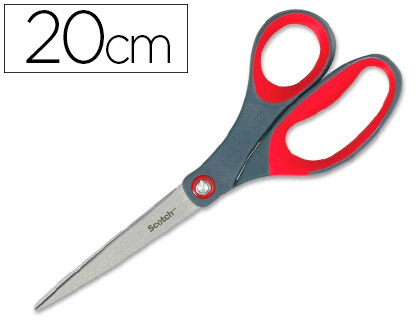 CISEAUX SCOTCH PRCISION 200MM LAMES ACIER INOXYDABLE ANNEAUX MATIRE ANTIDRAPANTE BICOLORE ROUGE/GRIS GARANTIE  VIE