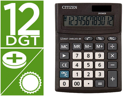 CALCULATRICE CITIZEN CMB1201 BUSINESS LINE AFFICHAGE 12 CHIFFRES/1 LIGNE CRAN INCLIN FONCTION RACINE CARRE PILE