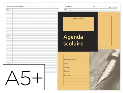 AGENDA SCOLAIRE LE DAUPHIN POUR LVES SEMAINIER COINS PERFORS PAPIER 90G 170X220MM 80 PAGES