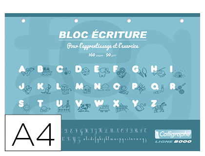 BLOC CLAIREFONTAINE CRITURE CALLIGRAPHIE A4  L'ITALIENNE 90G 160 PAGES DL 3MM INTERLIGNES VERTICALES