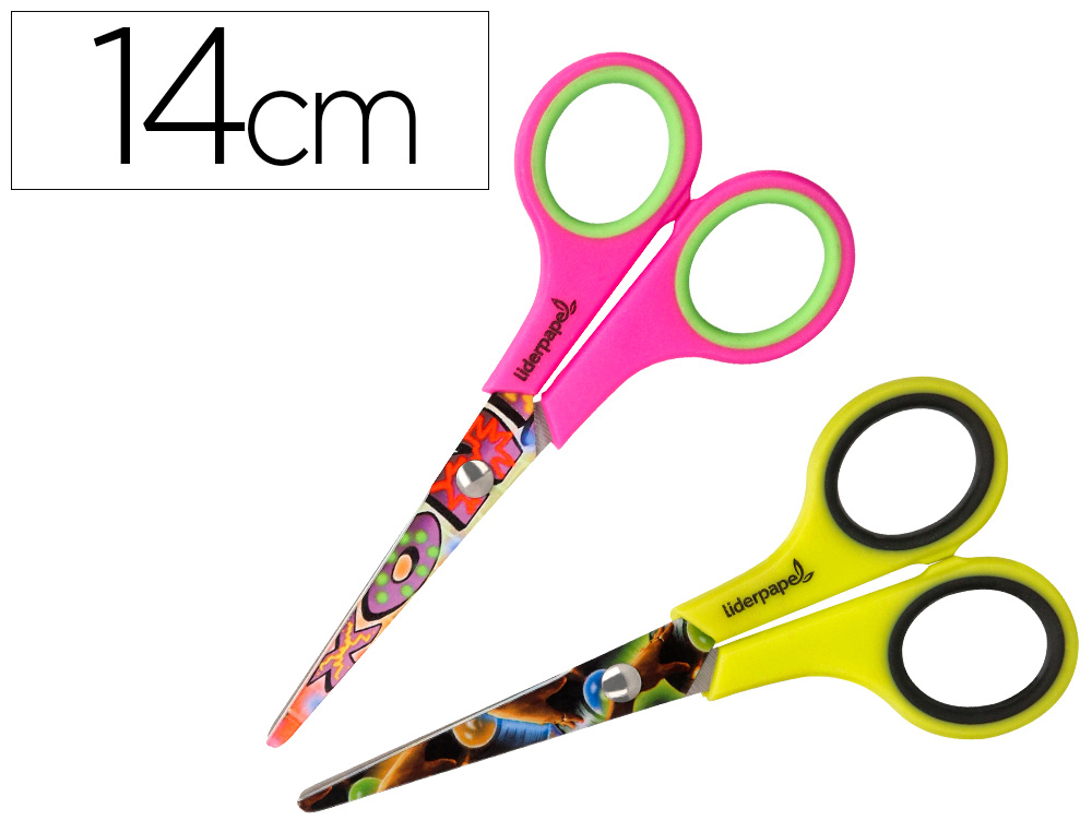 CISEAUX LIDERPAPEL DCOR 5/8 ANS LAMES ACIER INOXYDABLE DCORES POINTE ARRONDIE ANTI-COUPE 140MM