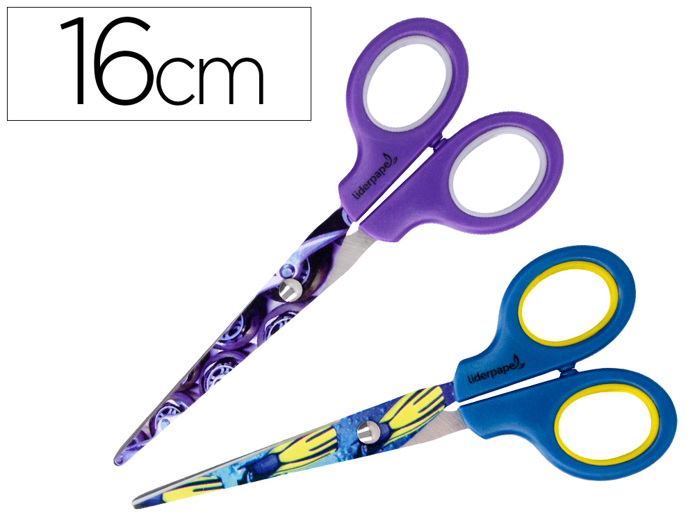 CISEAUX LIDERPAPEL DCOR 5/8 ANS LAMES ACIER INOXYDABLE DCORES POINTE ARRONDIE ANTI-COUPE 160MM