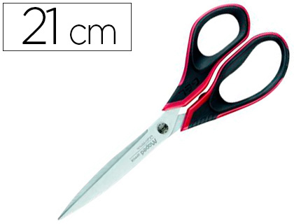 CISEAUX MAPED ADVANCED GEL ACIER INOXYDABLE 210MM BOUTS POINTUS ASYMTRIQUE POIGNES GEL SOFT COLORIS ROUGE/NOIR