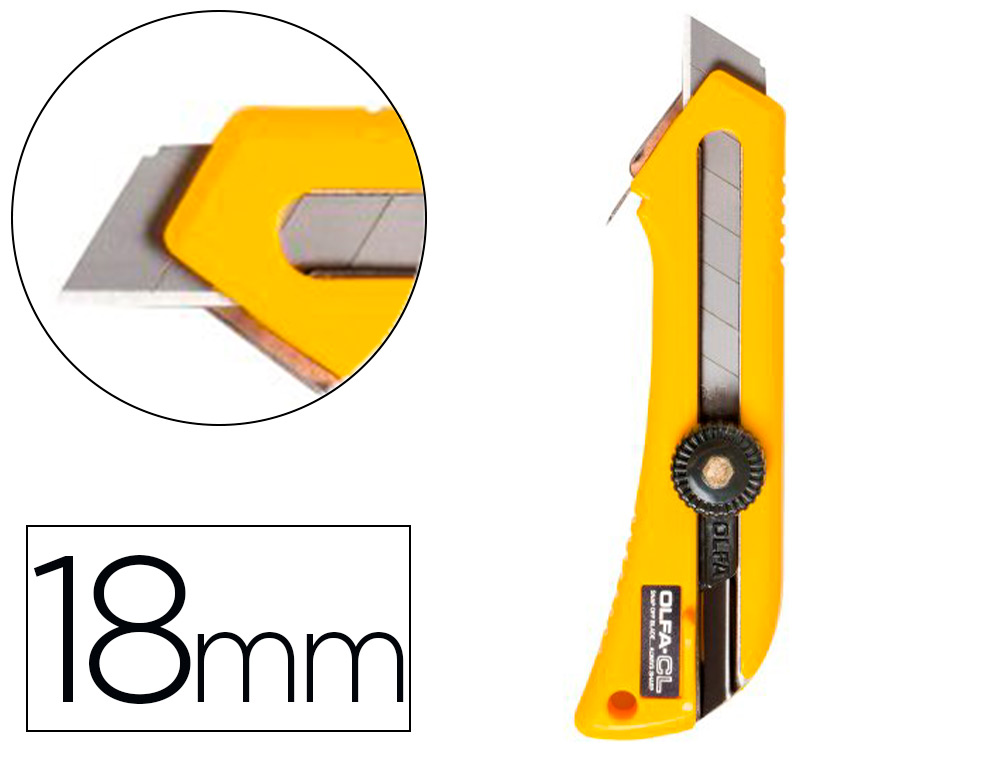 CUTTER OLFA NOL 1 CORPS ABS ANTIGLISSE LAME 18MM GUIDE LAME ACIER BLOCAGE PAR VIS