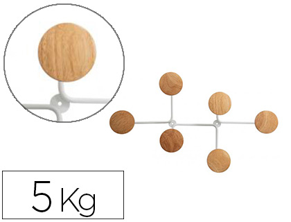 PATERE MURALE ALBA DESIGN 6 POSITIONS STRUCTURE METAL ET  BOIS SUPPORTE 5KG/PATERE
