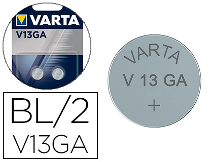 PILE  BOUTON VARTA ALCALINE V13GA LR44 1,5V BLISTER 2     UNITES