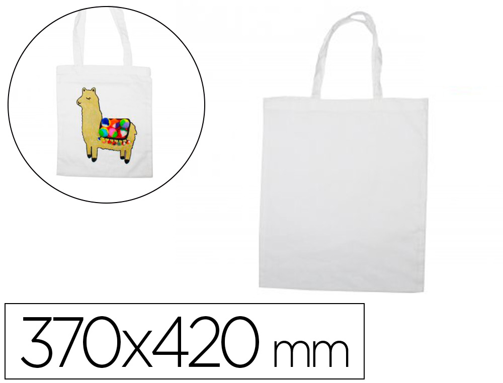 SAC SHOPPING SODERTEX GRET EN COTON 100GRM2 370X420MM 12    PCS COLORIS BLANC