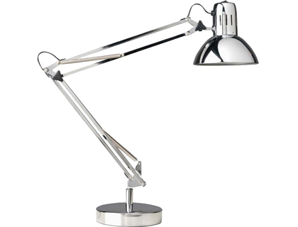 LAMPE ARCHITECTE UNILUX SUCCESS 80 LED 12W BRAS PIVOTANT DOUBLE ARTICULATION STABLE PINCE COLORIS CHROME