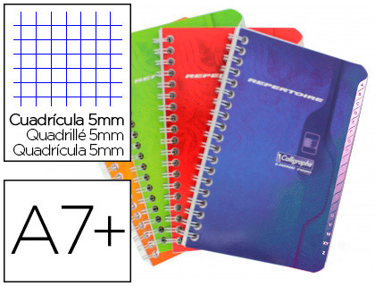 RPERTOIRE CLAIREFONTAINE RELIURE INTGRALE PAPIER SURFIN COUVERTURE CARTE COUCHE VERNIE 90X140MM 100 PAGES 70G 5X5MM